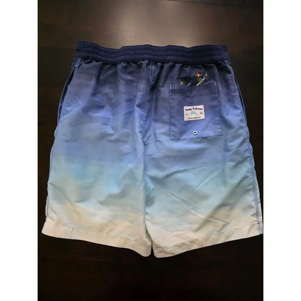Tommy Bahama Surfer Hula Girls Swim Trunks Blue Ombre Size Medium
